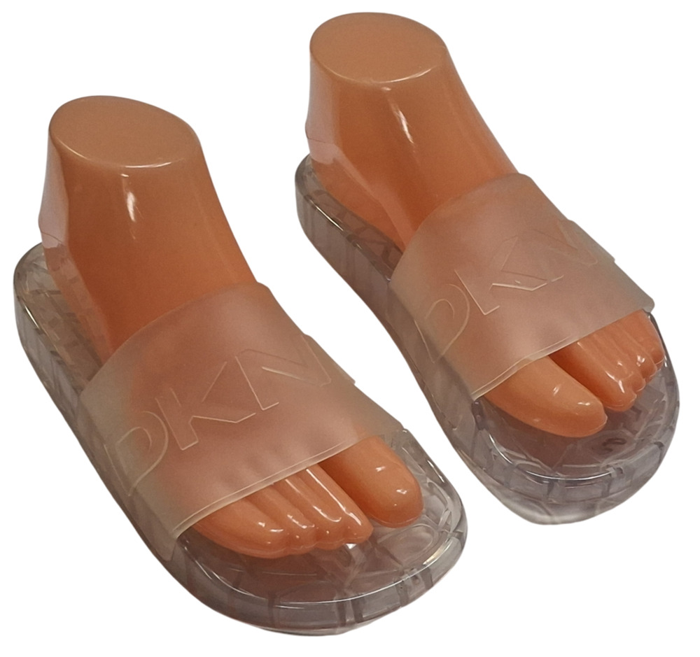 DKNY TENNI Clear Jelly Slide Sandals Womens Size 5 Frosted PVC Slip On